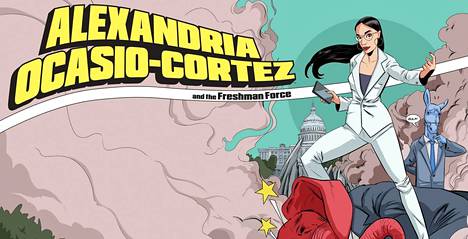 Lehden kannessa Alexandra Ocasio-Cortez kutsuu lukijaa mukaansa kampittamaan republikaanipuoluetta.