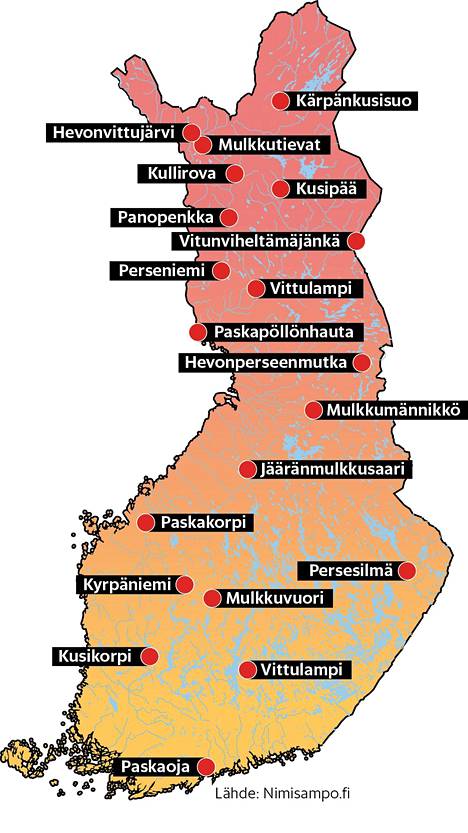 Miksi Pohjois-Suomessa on paljon enemmän rivoja paikannimiä kuin etelässä?  Vittulampien ja Paskaperien taustalla on monia hyviä syitä - Kulttuuri |  