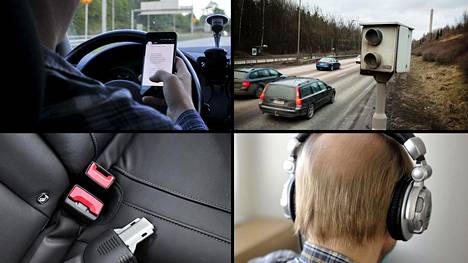 Puhelimen räplääminen, ylinopeus, turvavöiden käyttämättä jättäminen ja kuulokkeet päässä ajaminen ovat kaikki merkittäviä riskejä liikenteessä.