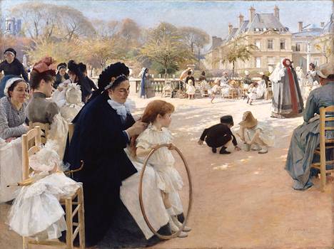 Albert Edelfeltin teos Pariisin Luxembourgin puistossa (1887) matkaa Pariisiin. Edelfelt maalasi aikoinaan pitkään Pariisissa, mutta vasta nyt hän saa taiteen tuon ajan pääkaupunkiin oman näyttelynsä.