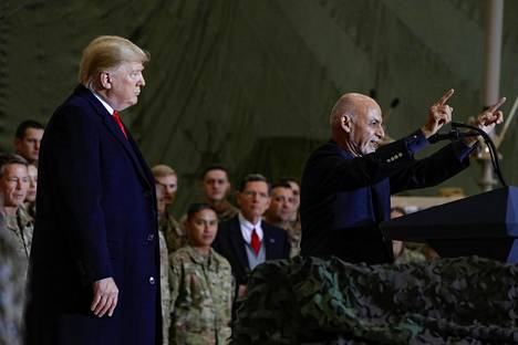Afganistanin presidenti Ashraf Ghani puhui Yhdysvaltain sotilaille presidentti Donald Trumpin Afganistanin-vierailun aikana marraskuun lopussa Bagramin lentotukikohdassa.