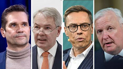Mika Aaltola, Pekka Haavisto, Alexander Stubb ja Olli Rehn pitävät kärkisijoja HS:n maanantaina julkaisemassa presidenttigallupissa. 