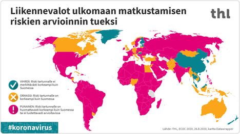 THL julkisti koronaviruksen tartuntariskiä kuvaavan ”liikennevalomallin”:  Euroopassa Viro, Latvia ja Unkari saivat vihreän värin - Kotimaa 