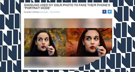 Dunja Djudjic hämmästyi huomatessaan, että Samsung käyttää hänen kuvaansa kännykkäkameransa mainostamiseen.