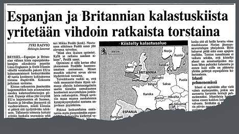 Helsingin Sanomat uutisoi 21. joulukuuta 1994 kalastuskiistan ratkaisun lähenemisestä. Kiista saatiin ratkaistua 23. joulukuuta.