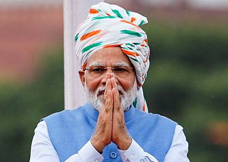 Intian pääministeri Narendra Modi Delhissä 15. elokuuta. 