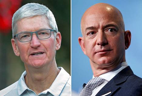 Applen toimitusjohtaja Tim Cook ja Amazonin toimitusjohtaja Jeff Bezos.