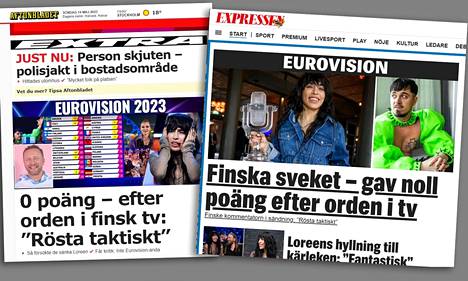 Sekä Aftonbladet että Expressen nostivat Suomen taktisen äänestyksen näyttävästi esille nettijulkaisuissaan.