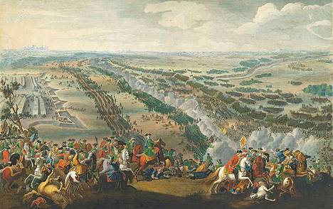 Pultavan taistelussa kärsimme verisen tappion, josta henkiinjääneet pakenivat Turkkiin. Denis Martens nuoremman maalaus vuodelta 1726.