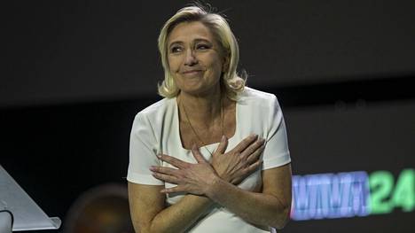 Ranskan Kansallisen liittouman johtohahmo Marine Le Pen esiintyi eurooppalaisen laitaoikeiston tapahtumassa Madridissa viime sunnuntaina.