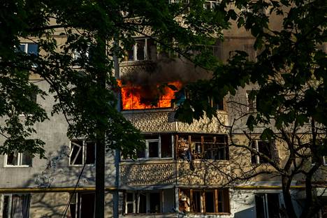 Venäjän tulituksen tuhoja Harkovan alueella torstaina.