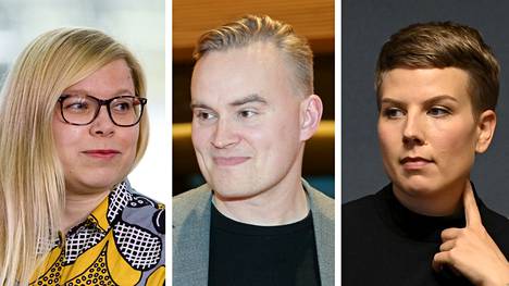 Kansanedustaja Saara Hyrkkö, vihreiden varapuheenjohtaja Atte Harjanne ja kansanedustaja Jenni Pitko.