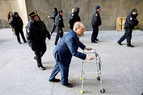 Harvey Weinstein arriving at a court hearing in Manhattan in 2020.