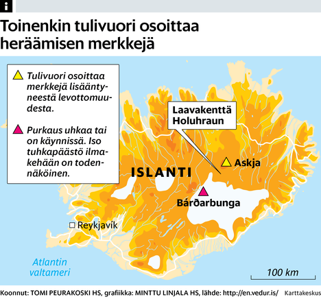 Jo toinen tulivuori osoittaa heräämisen merkkejä Islannissa - Ulkomaat |  