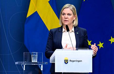Ruotsin pääministeri Magdalena Andersson puhui Euroopan turvallisuustilanteesta Tukholmassa sunnuntaina.