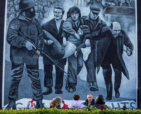 A mural depicting the bloody Sunday of 1972 in Londonderry.