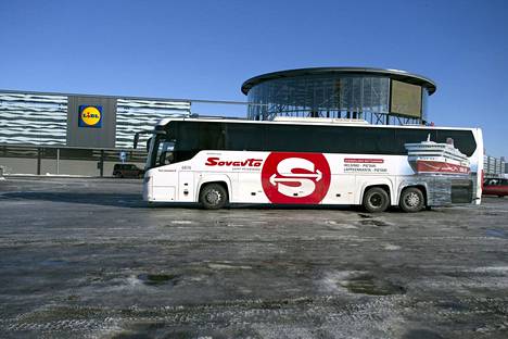 Sovavton bussi Lappeenrannassa maaliskuun alussa.