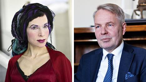 Kirjailija Sofi Oksanen ja ulkoministeri Pekka Haavisto keskustelevat kirjamessuilla aiheesta ”Olemmeko liian sinisilmäisiä Venäjän suhteen?”.