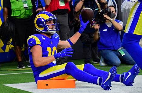 Los Angeles Rams star Cooper Kupp was allowed to hold the ball in the end zone twice.  With 11 catches, Kupp caught a total of 142 yards.