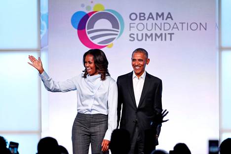 Barack Obama was the president of the United States from 2009 to 2017. Next to him is his wife Michelle Obama.