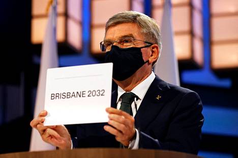 Kansainvälisen olympiakomitean puheenjohtaja Thomas Bach kertoi Brisbanen valinnasta olympiakaupungiksi keskiviikkona Tokiossa.