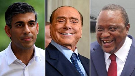 Britannian pääministeri Rishi Sunak, Italian entinen pääministeri Silvio Berlusconi ja Kenian edellinen presidentti Uhuru Kenyatta.