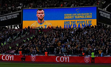 Viime sunnuntaina West Hamin ottelussa osoitettiin tukea Andri Jarmolenkolle ja Ukrainalle.