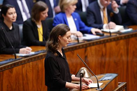 Prime Minister Sanna Marin (SD) spoke at the NATO debate in Parliament.