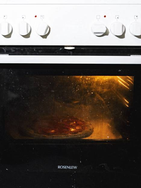 An ordinary home oven is used as the factory's test oven.