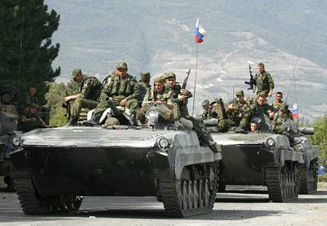 Russian troops in rural Georgia in August 2008.