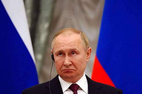 Venäjän presidentti Vladimir Putin tiedotustilaisuudessa Moskovassa tiistaina.