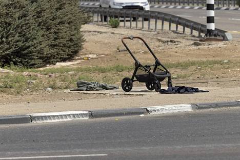 The prams were left on the road a few kilometers from the Gaza border.