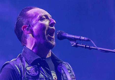 Volbeat esiintyi Hartwall-areenalla vuonna 2016. Kuvassa yhtyeen laulaja Michael Poulsen.