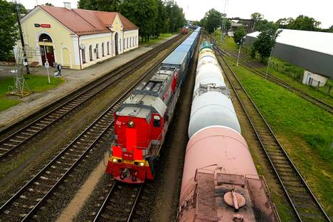 Rautatievaunuja Kaliningradin ja Liettuan rajalla. 