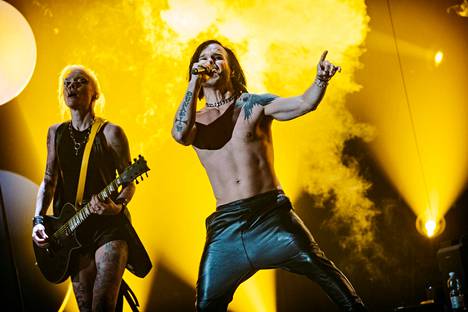 The Rasmus sijoittui Euroviisujen finaalissa sijalle 21. Kuvassa laulaja Lauri Ylönen ja kitaristi Emppu Suhonen.