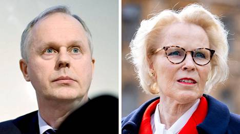 Finanssivalvonnan uusi johtaja Tero Kurenmaa ja Fivaa 2009-2022 johtanut Anneli Tuominen.
