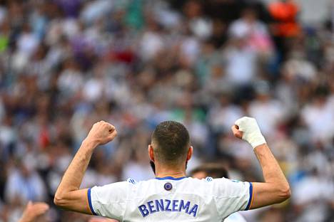 Karim Benzema tuuletti, kun Espanjan liigaan mestaruus varmistui viime viikonloppuna Espanyol-ottelussa.