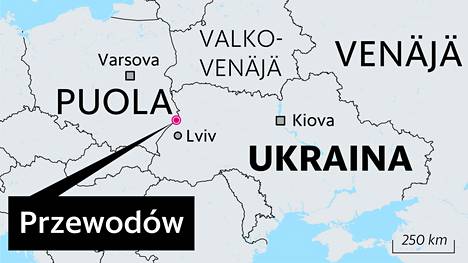 Przewodów sijaitsee aivan Ukrainan rajalla.