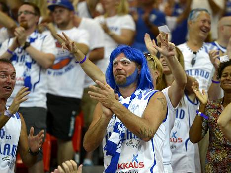 Suomen kannattajia koripallon MM-kisoissa Bilbaossa Espanjassa elokuun lopulla.