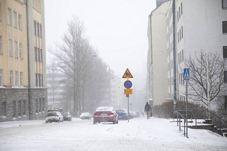 Lumipyryä Helsingissä 29. joulukuuta.
