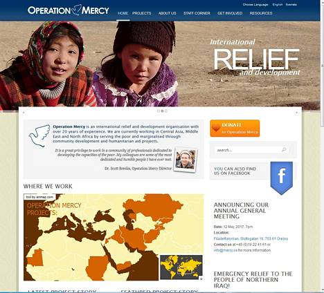 Avustusjärjestö Operation Mercyn internet-kotisivu.