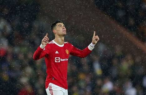 Manchester Unitedin Cristiano Ronaldo juhli maalia Norwichia vastaan Unitedin edellisessä Valioliiga-ottelussa.