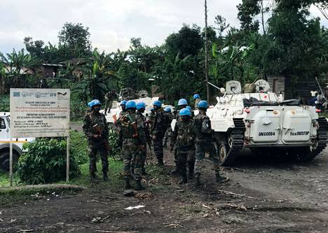 YK:n Monusco-operaation rauhanturvaajia Pohjois-Kivun alueella, missä tiistainen helikopteriturma tapahtui.