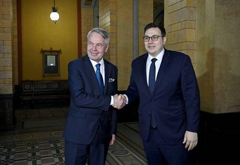 Suomen ulkoministeri Pekka Haavisto ja Tšekin ulkoministeri Jan Lipavský tapasivat torstaina Helsingin Säätytalolla.