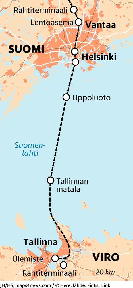 Helsingistä Tallinnaan 30 minuutissa? Meren alle louhittavan  rautatietunnelin hinta-arvio kaksinkertaistui 20 miljardiin euroon - Päivän  lehti  