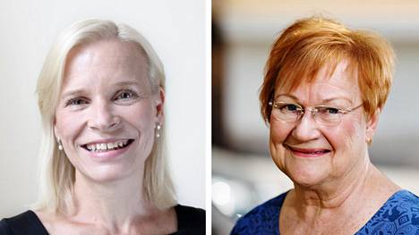 Naisjärjestöjen Keskusliiton pääsihteeri Terhi Heinilä ja presidentti Tarja Halonen.