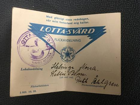 Ulla-Stina Westman, then Berg, received a small lottery membership card on October 28, 1940. 