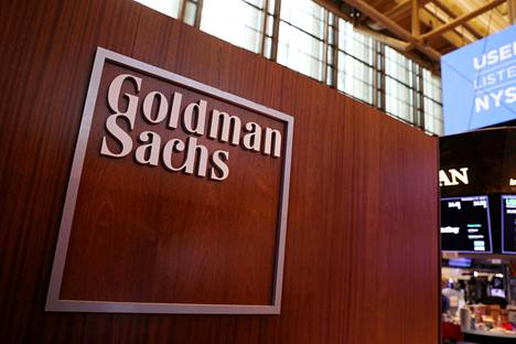 Goldman Sachsin logo New Yorkin pörssissä maaliskuussa 2021.