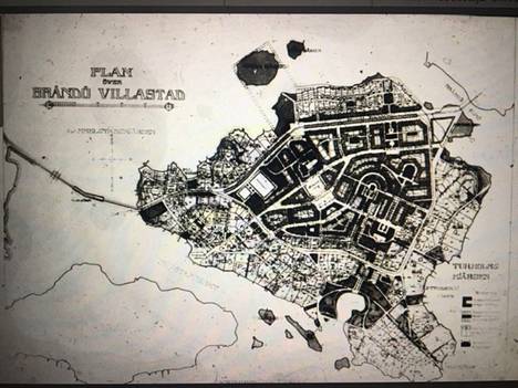 Bertel Jungin laatima huvilakaupungin asemakaava vuodelta 1917.