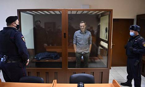 Aleksei Navalnyi oikeuden kuulemisessa Moskovassa muutama päivä pidätyksensä jälkeen 20. helmikuuta 2020.